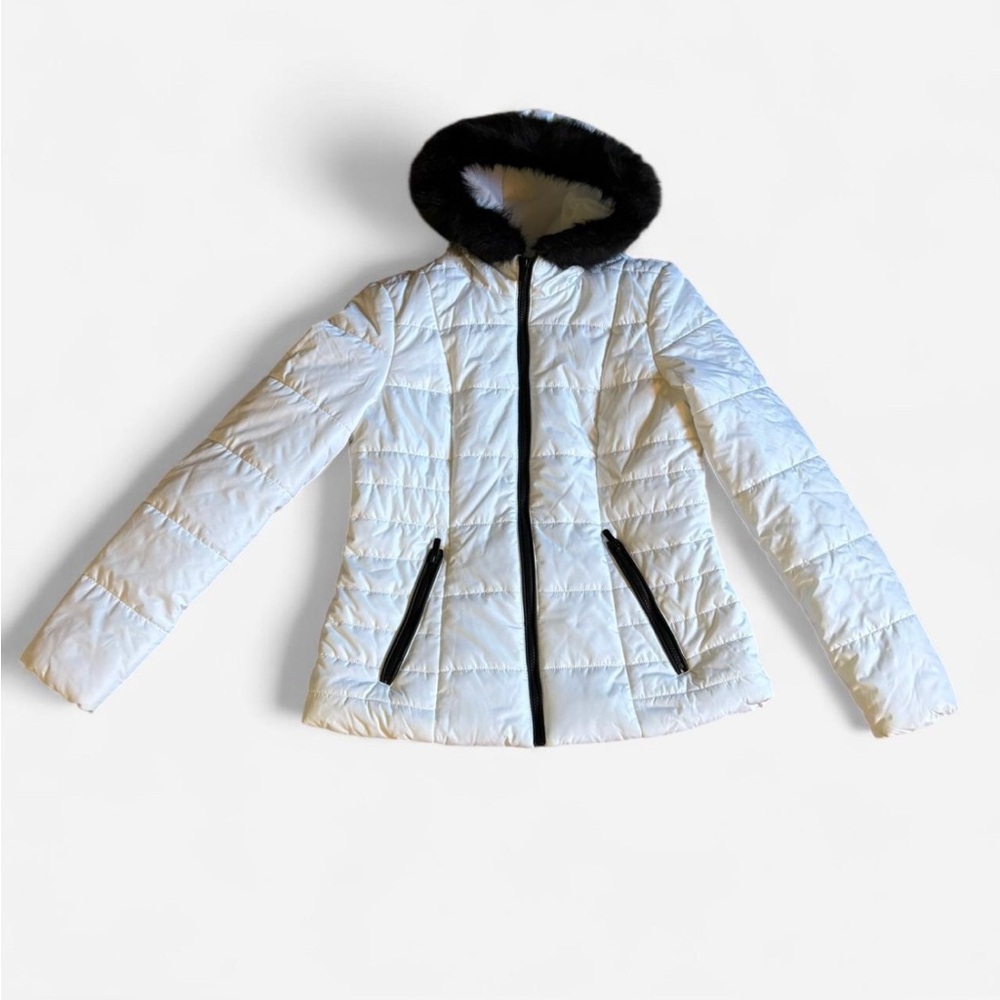 Celebrity Pink Puffer Coat with Faux Fur Hood
